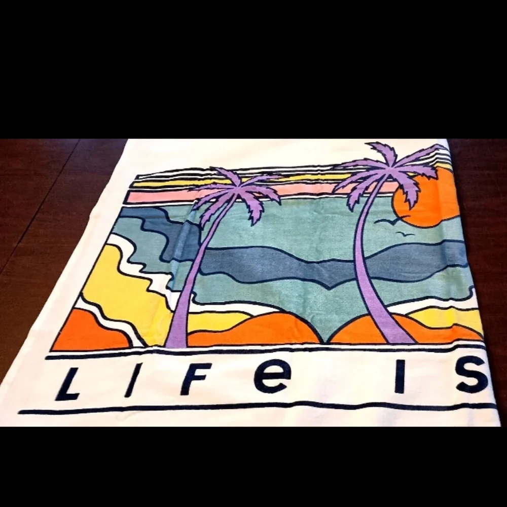 Life Is Good Tropical Palms Scene Giant Beach Towel 38 x 65" New NOS Tags 2023 - Picture 7 of 8